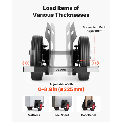 Τροχήλατο καρότσι πάνελ VEVOR, χωρητικότητα φορτίου 453,6 kg, μεταφορέας γυψοσανίδας με ελαστικούς τροχούς 25 cm που ταιριάζει σε διαφορετικά εδάφη, ρυθμιζόμενο καρότσι πάνελ με σφιγκτήρα για χαλύβδινα πάνελ, στρώμα, πόρτες και φύλλο γυψοσανίδας, μαύρο