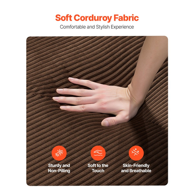 Μοντέρνος καναπές VEVOR 2110 mm, Άνετος καναπές από κορδόνι με βαθιά καθίσματα, Καναπές Cloud με φαρδιά μπράτσα, Δεν απαιτείται συναρμολόγηση, Μεγάλος βελούδινος καναπές ιδανικός για σαλόνι, υπνοδωμάτιο, διαμέρισμα και γραφείο, καφέ