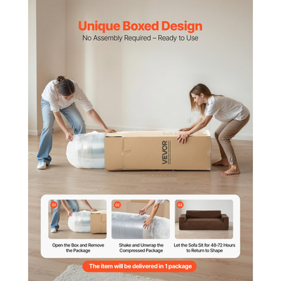 Μοντέρνος καναπές VEVOR 2110 mm, Άνετος καναπές από κορδόνι με βαθιά καθίσματα, Καναπές Cloud με φαρδιά μπράτσα, Δεν απαιτείται συναρμολόγηση, Μεγάλος βελούδινος καναπές ιδανικός για σαλόνι, υπνοδωμάτιο, διαμέρισμα και γραφείο, καφέ