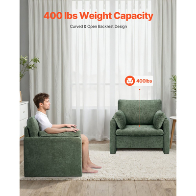 Πολυθρόνα VEVOR Green Accent, Μοντέρνα Πολυθρόνα με Ταπετσαρία και Μπράτσα, Πολυθρόνες από Υφασμάτινο με Χοντρό Μαξιλάρι και Αψιδωτή Πλάτη, Μονή Υφασμάτινη Πολυθρόνα για Σαλόνι, Υπνοδωμάτιο, Γραφείο, Γραφείο