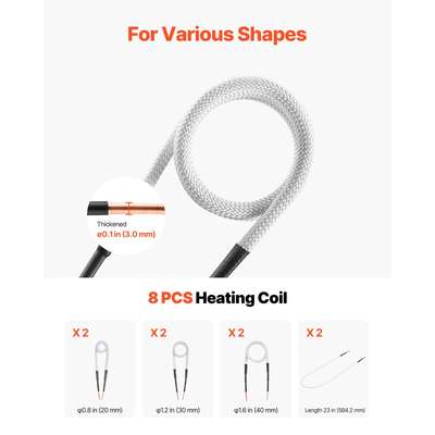 Αφαίρεση μπουλονιού θερμαντήρα επαγωγής VEVOR, κιτ θερμαντήρα μαγνητικής επαγωγής 1500W 230V, εργαλείο χειρός για την αφαίρεση παξιμαδιών, μίνι θερμαντική μηχανή για την αφαίρεση σκουριασμένων βιδών, εργαλεία επισκευής γκαράζ αυτοκινήτου με 8 πηνία και κουτί