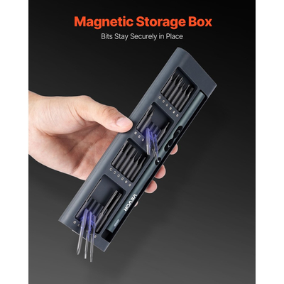 Σετ ηλεκτρικών κατσαβιδιών ακριβείας VEVOR, 48 μαγνητικές μύτες, μίνι ηλεκτρικό κατσαβίδι με μαγνητικό κουτί αποθήκευσης, ατσάλινες μύτες S2, φως LED, φόρτιση τύπου C, για επισκευή τηλεφώνων, φορητών υπολογιστών και ηλεκτρονικών ειδών