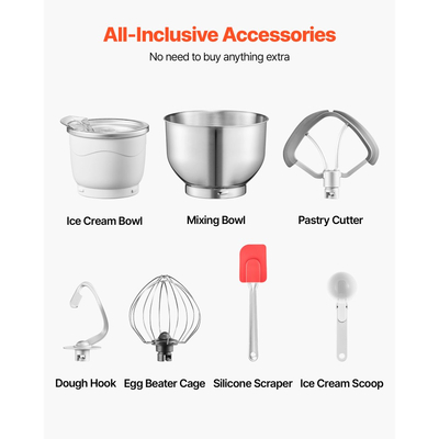 Παγωτομηχανή VEVOR, Χωρητικότητα 1,7 L, Ηλεκτρικό Μίξερ 6 Ταχυτήτων, με Ψηφιακή Οθόνη LED & Χρονοδιακόπτη, Αναδευτήρα, Γάντζο Ζύμης, Προστατευτικό Πιτσιλίσματος, για Σπιτικό Παγωτό Σορμπέ με Παγωμένο Γιαούρτι και Φρούτα, Γκρι