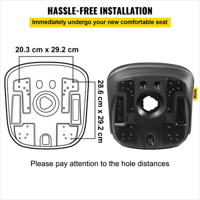 Αντικατάσταση καθίσματος τρακτέρ VEVOR Universal, συμπαγές κάθισμα χλοοκοπτικού με ψηλή πλάτη, μαύρο κάθισμα περονοφόρου ανυψωτικού βινυλίου, κεντρική οπή αποστράγγισης με μοτίβα βιδών στερέωσης 8" x 11,5" & 11,25" x 11,5