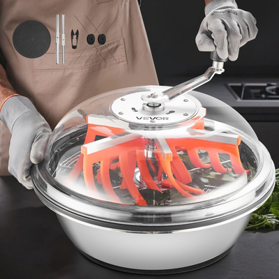 Χλοοκοπτικό VEVOR Bud Leaf Bowl, Χειροκίνητο χλοοκοπτικό μπουμπουκιών 420 mm, με αιχμηρές λεπίδες από ανοξείδωτο ατσάλι, οπτική κοπή, μηχανή υδροπονικής κοπής υγρής και ξηρής, περιστρεφόμενη περιστροφή για φυτά, φύλλα, μπουμπούκια, λουλούδια