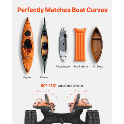 Καρότσι καγιάκ VEVOR, Χωρητικότητα φορτίου 136,1 kg, Πτυσσόμενο καρότσι καγιάκ με συμπαγή ελαστικά 25,4 cm & 1 ιμάντα καστάνιας, Καρότσι σανίδας για μεταφορά καγιάκ, κανό, σανίδων κωπηλασίας, χαλιών επίπλευσης, σκαφών Jon