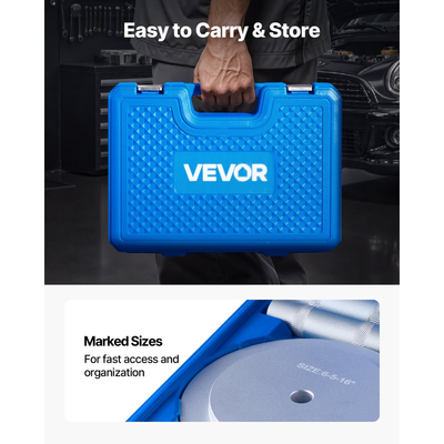 Κιτ Πίεσης Ρουλεμάν VEVOR, 7 τεμάχια, Σετ Κατσαβιδιού Ρουλεμάν και Στεγανοποίησης με 5 Δακτυλίους, Άξονα Λαβής και Ράβδο Επέκτασης, Σετ Εργαλείων Κατσαβιδιού Δακτυλίου, Κιτ Εργαλείων Εγκατάστασης Αφαίρεσης Βαριάς Χρήσης με Θήκη Αποθήκευσης