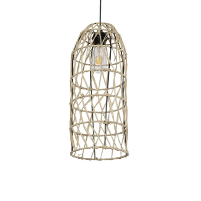 GLOBOSTAR® NETI 205-0024 Boho Κρεμαστό Φωτιστικό Οροφής με Ντουί 1 x E27 AC 220-240V IP20 - Μπεζ - M20 x Π20 x Υ49cm