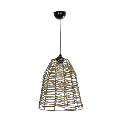 GLOBOSTAR® NETZ 205-0026 Boho Κρεμαστό Φωτιστικό Οροφής με Ντουί 1 x E27 AC 220-240V IP20 - Μπεζ - M30 x Π30 x Υ38cm