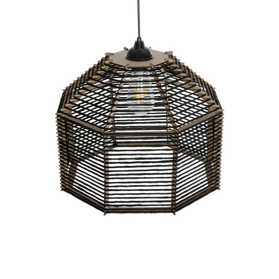 GLOBOSTAR® VORK 205-0027 Boho Κρεμαστό Φωτιστικό Οροφής με Ντουί 1 x E27 AC 220-240V IP20 - Μαύρο - M40 x Π40 x Υ36cm