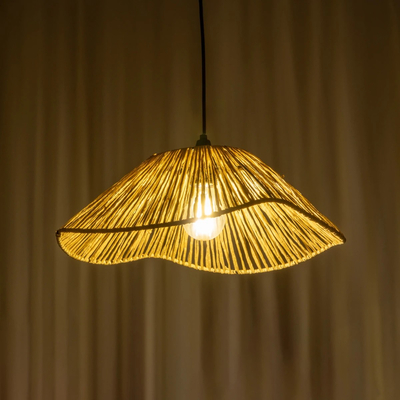 GLOBOSTAR® CHAPEAU 205-0028 Boho Κρεμαστό Φωτιστικό Οροφής με Ντουί 1 x E27 AC 220-240V IP20 - Μπεζ - M41 x Π41 x Υ17cm