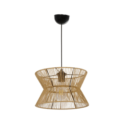 GLOBOSTAR® UPCONE 205-0055 Boho Κρεμαστό Φωτιστικό Οροφής με Ντουί 1 x E27 AC 220-240V IP20 - Μπεζ - M30 x Π30 x 21cm