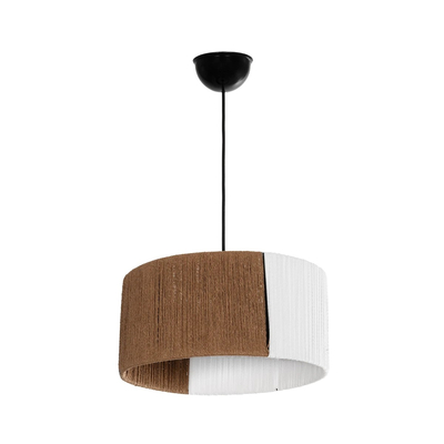 GLOBOSTAR® TAG 205-0059 Boho Κρεμαστό Φωτιστικό Οροφής με Ντουί 1 x E27 AC 220-240V IP20 - Λευκό & Καφέ - M30 x Π30 x Υ18cm