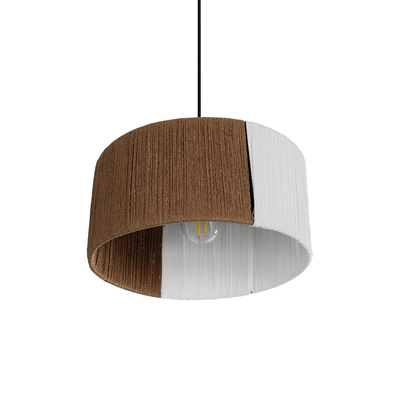GLOBOSTAR® TAG 205-0059 Boho Κρεμαστό Φωτιστικό Οροφής με Ντουί 1 x E27 AC 220-240V IP20 - Λευκό & Καφέ - M30 x Π30 x Υ18cm
