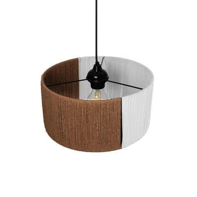 GLOBOSTAR® TAG 205-0059 Boho Κρεμαστό Φωτιστικό Οροφής με Ντουί 1 x E27 AC 220-240V IP20 - Λευκό & Καφέ - M30 x Π30 x Υ18cm