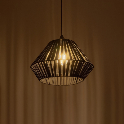 GLOBOSTAR® NUI 205-0061 Boho Κρεμαστό Φωτιστικό Οροφής με Ντουί 1 x E27 AC 220-240V IP20 - Μαύρο - M36 x Π36 x Υ27cm