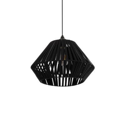 GLOBOSTAR® NUI 205-0061 Boho Κρεμαστό Φωτιστικό Οροφής με Ντουί 1 x E27 AC 220-240V IP20 - Μαύρο - M36 x Π36 x Υ27cm