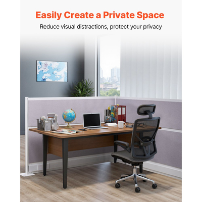 Διαχωριστικά Γραφείου VEVOR για Απορρήτου, Συσκευασία 2, Τοίχοι Διαχωριστικού Δωματίου 1,83m x 1,22m, Διαχωριστικό Γραφείου PET με Καλύμματα Πριζών, Ελεύθερα Πάνελ Απορρήτου για Γραφείο, Βιβλιοθήκη, Σχολείο