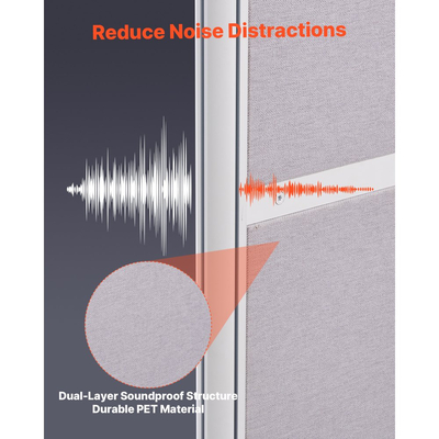 Διαχωριστικά Γραφείου VEVOR για Απορρήτου, Συσκευασία 2, Τοίχοι Διαχωριστικού Δωματίου 1,83m x 1,22m, Διαχωριστικό Γραφείου PET με Καλύμματα Πριζών, Ελεύθερα Πάνελ Απορρήτου για Γραφείο, Βιβλιοθήκη, Σχολείο