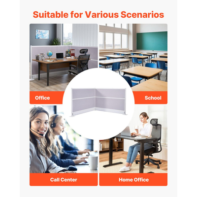 Διαχωριστικά Γραφείου VEVOR για Απορρήτου, Συσκευασία 2, Τοίχοι Διαχωριστικού Δωματίου 1,83m x 1,22m, Διαχωριστικό Γραφείου PET με Καλύμματα Πριζών, Ελεύθερα Πάνελ Απορρήτου για Γραφείο, Βιβλιοθήκη, Σχολείο