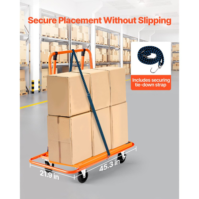Καρότσι γυψοσανίδας VEVOR, Χωρητικότητα φορτίου 816 kg, Καρότσι από ατσάλι με 4 περιστρεφόμενους τροχούς, Ανθεκτική και μακράς διαρκείας, Καρότσι φορτηγού με ιμάντα πρόσδεσης για κόντρα πλακέ, γυψοσανίδα, γυαλί, πορτοκαλί