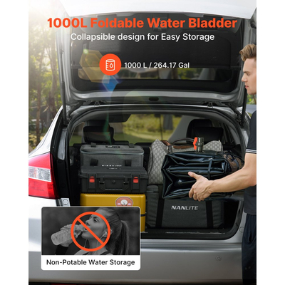 Κύστη αποθήκευσης νερού VEVOR, Δεξαμενή αποθήκευσης νερού 1000L, Κύστη μαλακής σακούλας μεγάλης χωρητικότητας από PVC 1000D, Πτυσσόμενη φορητή για άρδευση κήπου, κάμπινγκ, τροχόσπιτο, χρήση έκτακτης ανάγκης - Μαύρο