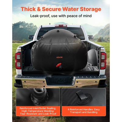 Κύστη αποθήκευσης νερού VEVOR, Δεξαμενή αποθήκευσης νερού 1000L, Κύστη μαλακής σακούλας μεγάλης χωρητικότητας από PVC 1000D, Πτυσσόμενη φορητή για άρδευση κήπου, κάμπινγκ, τροχόσπιτο, χρήση έκτακτης ανάγκης - Μαύρο