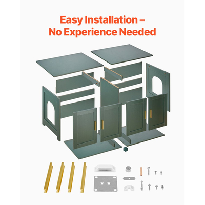 Θήκη άμμου άμμου γάτας VEVOR για πολλές γάτες, Κρυφό ντουλάπι άμμου άμμου 120 cm με 4 πόρτες από ρατάν και 2 εισόδους, Εσωτερική τουαλέτα γάτας, Ξύλινα έπιπλα σπιτιού για γάτες, Ταιριάζει στις περισσότερες αμμολεκάνες, Πράσινο