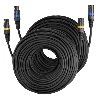 Καλώδιο VEVOR XLR 30,48 m, 2 τεμάχια, θωρακισμένα ισορροπημένα καλώδια μικροφώνου DMX αρσενικού σε θηλυκό, επιχρυσωμένο καλώδιο μικροφώνου XLR 3 ακίδων, για φωτισμό σκηνής, μικρόφωνα, ενισχυτή, μίκτη, συστήματα ηχείων