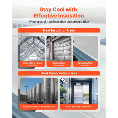 Ρολό διπλής ανακλαστικής μόνωσης VEVOR, Διάτρητο υφασμένο ύφασμα με φράγμα ακτινοβολίας, 0,15mm 76,2mx 1,22m, Θερμοανακλαστική ασπίδα διπλής όψης από φύλλο αλουμινίου, Ρολό θερμομόνωσης για στέγη τροχόσπιτου με παράθυρο