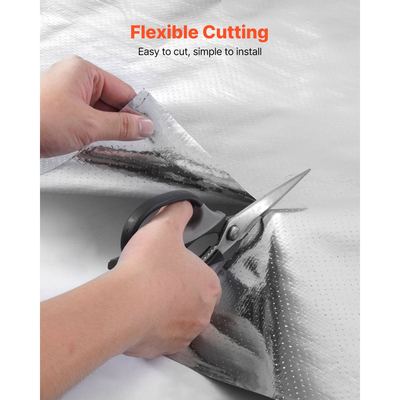 Ρολό διπλής ανακλαστικής μόνωσης VEVOR, Διάτρητο υφασμένο ύφασμα με φράγμα ακτινοβολίας, 0,15mm 38,1 m x 1,22 m, Θερμοανακλαστική ασπίδα διπλής όψης από φύλλο αλουμινίου, Ρολό θερμομόνωσης για στέγη τροχόσπιτου με παράθυρο