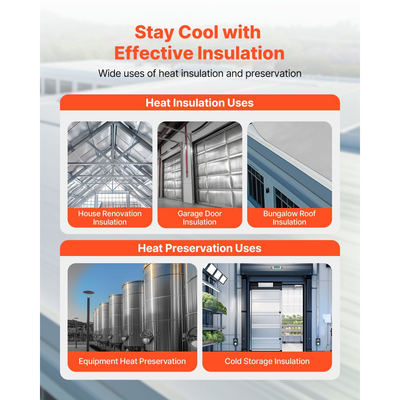 Ρολό διπλής ανακλαστικής μόνωσης VEVOR, Διάτρητο υφασμένο ύφασμα με φράγμα ακτινοβολίας, 0,15mm 38,1 m x 1,22 m, Θερμοανακλαστική ασπίδα διπλής όψης από φύλλο αλουμινίου, Ρολό θερμομόνωσης για στέγη τροχόσπιτου με παράθυρο