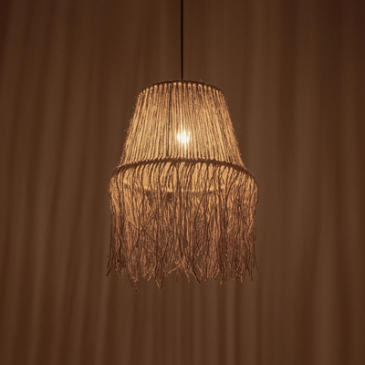 GLOBOSTAR® ROKA 205-0075 Boho Κρεμαστό Φωτιστικό Οροφής με Ντουί 1 x E27 AC 220-240V IP20 - Μπεζ - M30 x Π30 x Υ45cm