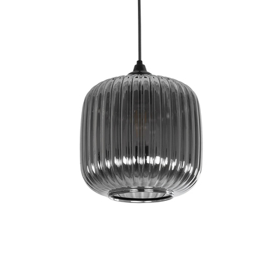 GLOBOSTAR® MELONI 206-0014 Μοντέρνο Κρεμαστό Φωτιστικό Οροφής με Ντουί 1 x E27 AC 220-240V IP20 - Μαύρο Φιμέ - Μ20 x Π20 x Υ24cm