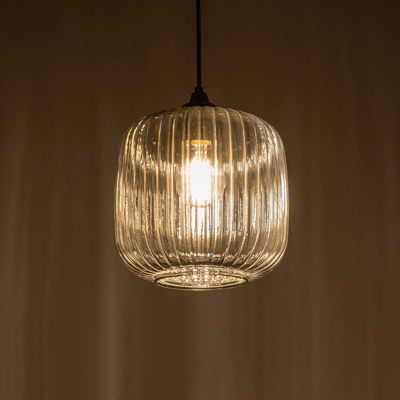 GLOBOSTAR® MELONI 206-0014 Μοντέρνο Κρεμαστό Φωτιστικό Οροφής με Ντουί 1 x E27 AC 220-240V IP20 - Μαύρο Φιμέ - Μ20 x Π20 x Υ24cm