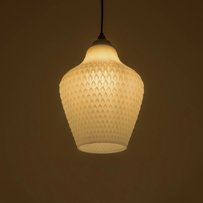 GLOBOSTAR® SKLO 206-0023 Μοντέρνο Κρεμαστό Φωτιστικό Οροφής με Ντουί 1 x E27 AC 220-240V IP20 - Λευκό - Μ22 x Π22 x Υ31cm