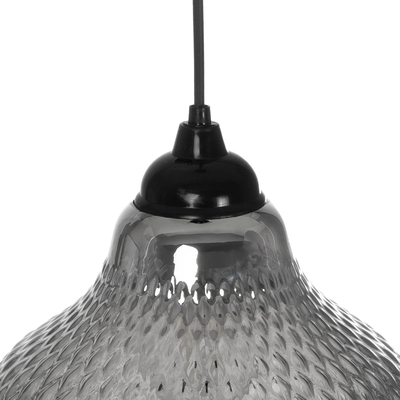 GLOBOSTAR® SKLO 206-0024 Μοντέρνο Κρεμαστό Φωτιστικό Οροφής με Ντουί 1 x E27 AC 220-240V IP20 - Μαύρο Φιμέ - Μ22 x Π22 x Υ31cm