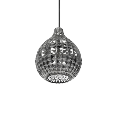 GLOBOSTAR® BASTIK 206-0026 Μοντέρνο Κρεμαστό Φωτιστικό Οροφής με Ντουί 1 x E27 AC 220-240V IP20 - Μαύρο Φιμέ - Μ22 x Π22 x Υ26cm