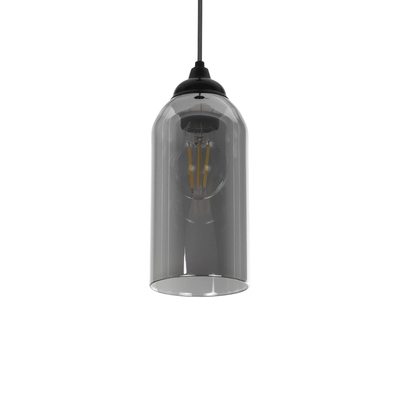 GLOBOSTAR® TUBE 206-0030 Μοντέρνο Κρεμαστό Φωτιστικό Οροφής με Ντουί 1 x E27 AC 220-240V IP20 - Μαύρο Φιμέ - Μ10 x Π10 x Υ24cm