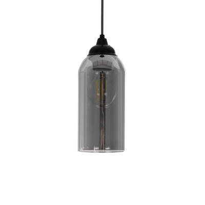 GLOBOSTAR® TUBE 206-0030 Μοντέρνο Κρεμαστό Φωτιστικό Οροφής με Ντουί 1 x E27 AC 220-240V IP20 - Μαύρο Φιμέ - Μ10 x Π10 x Υ24cm