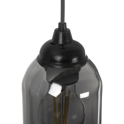 GLOBOSTAR® TUBE 206-0030 Μοντέρνο Κρεμαστό Φωτιστικό Οροφής με Ντουί 1 x E27 AC 220-240V IP20 - Μαύρο Φιμέ - Μ10 x Π10 x Υ24cm