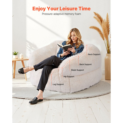 Πολυθρόνα-Καναπέ-Μπάνιο VEVOR, Πολυθρόνα-Καναπέ-Μπάνιο με Μπράτσα για Ενήλικες, Χνουδωτή, Βελούδινη & Υψηλής Πυκνότητας Πολυθρόνα-Μπάνιο για Ενήλικες με Ζάπερ, Άνετη Πολυθρόνα-Καναπέ-Μπάνιο Ιδανική για Σαλόνι, Υπνοδωμάτιο, Μπεζ
