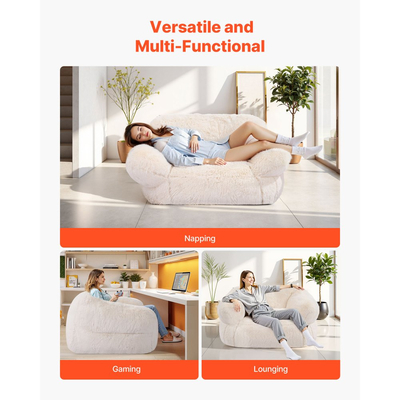 Πολυθρόνα-Καναπέ-Μπάνιο VEVOR, Πολυθρόνα-Καναπέ-Μπάνιο με Μπράτσα για Ενήλικες, Χνουδωτή, Βελούδινη & Υψηλής Πυκνότητας Πολυθρόνα-Μπάνιο για Ενήλικες με Ζάπερ, Άνετη Πολυθρόνα-Καναπέ-Μπάνιο Ιδανική για Σαλόνι, Υπνοδωμάτιο, Μπεζ