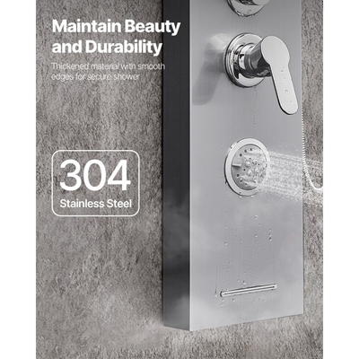 Σύστημα ντους VEVOR με πύργο ντους με κεφαλή ντους με καταρράκτη βροχής, στήλη ντους από βουρτσισμένο ανοξείδωτο ατσάλι 53 ιντσών, βρύση 5 λειτουργιών, επιτοίχιο σύστημα μασάζ βροχής με 3 ακροφύσια σώματος, χειροκίνητο, στόμιο μπανιέρας