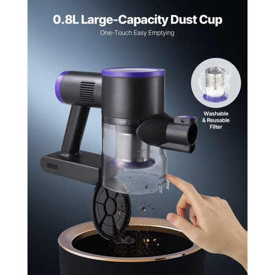 Ασύρματη ηλεκτρική σκούπα VEVOR, μέγιστης ισχύος αναρρόφησης 25KPA, επαναφορτιζόμενη ηλεκτρική σκούπα με κύπελλο σκόνης, ελαφριά ηλεκτρική σκούπα χειρός με χρόνο λειτουργίας 35 λεπτών για το σπίτι, χαλιά, τρίχες κατοικίδιων ζώων, σκληρά δάπεδα