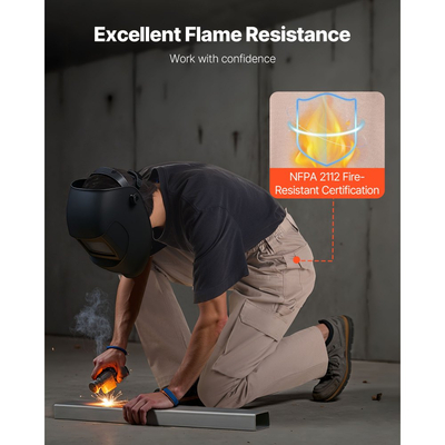 Παντελόνι VEVOR FR για άνδρες, 100% βαμβάκι, ανθεκτικό στη φλόγα παντελόνι cargo με πολλαπλές τσέπες και ελαστική μέση, ενισχυμένη ραφή που δεν σκίζεται, ιδανικό για εργασίες συγκόλλησης και casual ντύσιμο, μέγεθος XXL, χακί