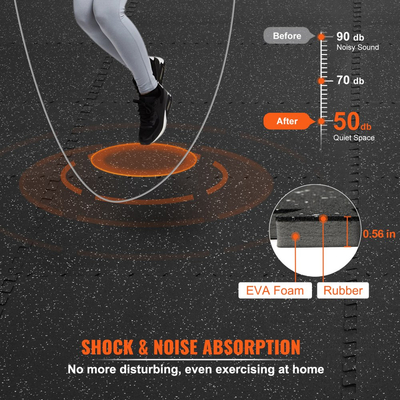 Πατάκια δαπέδου VEVOR EVA Interlocking Foam, 6 τεμάχια πλακάκια από καουτσούκ σε σχήμα παζλ πάχους 0,56 ιντσών, Πατάκι δαπέδου άσκησης 24 x 24 ιντσών για προπόνηση και φυσική κατάσταση, Πατάκια δαπέδου βαρέως τύπου για σπίτι, γυμναστήριο, γραφείο - 24 τετραγωνικά πόδια