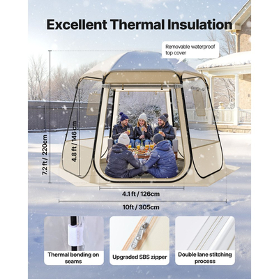 VEVOR Αναδιπλούμενη Σκηνή Bubble, Αδιάβροχη & Ανθεκτική στην UV Ακτινοβολία, Διαφανής Σκηνή Camping, Εξωτερικές Σκηνές Igloo με Θόλο Κήπου και Παράθυρα, Πανοραμική Θέα 540°, για 4-8 Άτομα, Αυλή και Βεράντα