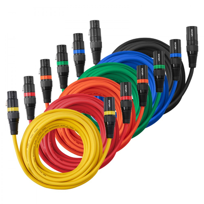 Καλώδιο VEVOR XLR 6,1 m, 6 τεμάχια, θωρακισμένα ισορροπημένα καλώδια μικροφώνου DMX αρσενικού σε θηλυκό, επιχρυσωμένα καλώδια μικροφώνου XLR 3 ακίδων, για φωτισμό σκηνής, μικρόφωνα, ενισχυτή, μίκτη, συστήματα ηχείων