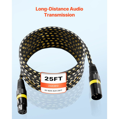 Καλώδιο VEVOR XLR 7,62 μ., Συσκευασία των 6, Θωρακισμένα Καλώδια Μικροφώνου DMX Αρσενικό σε Θηλυκό, Επιχρυσωμένα Καλώδια Μικροφώνου XLR 3 Ακροδεκτών, για Φωτισμό Σκηνής, Μικρόφωνα, Ενισχυτή, Μίκτη, Συστήματα Ηχείων